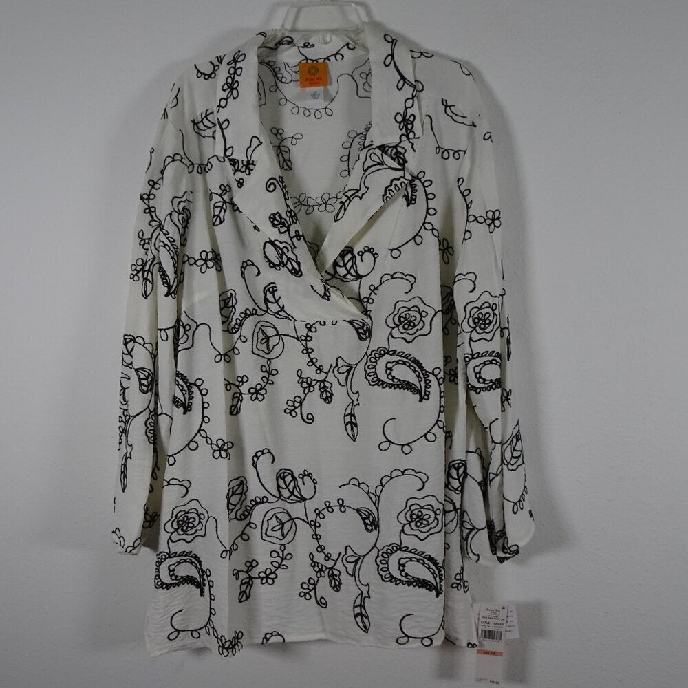 Ruby Rd Embroidered Tunic Top Women's Plus Size 2X Ivory Relaxed Fit